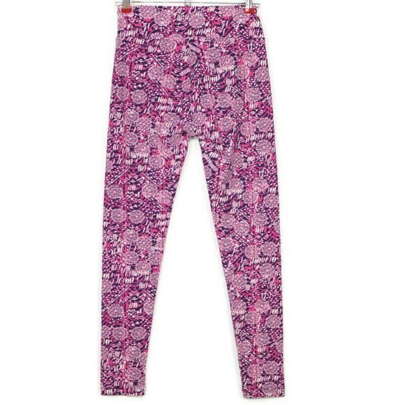 LuLaRoe Leggings‎ Pink Purple White Floral One Size OS - Picture 2 of 12